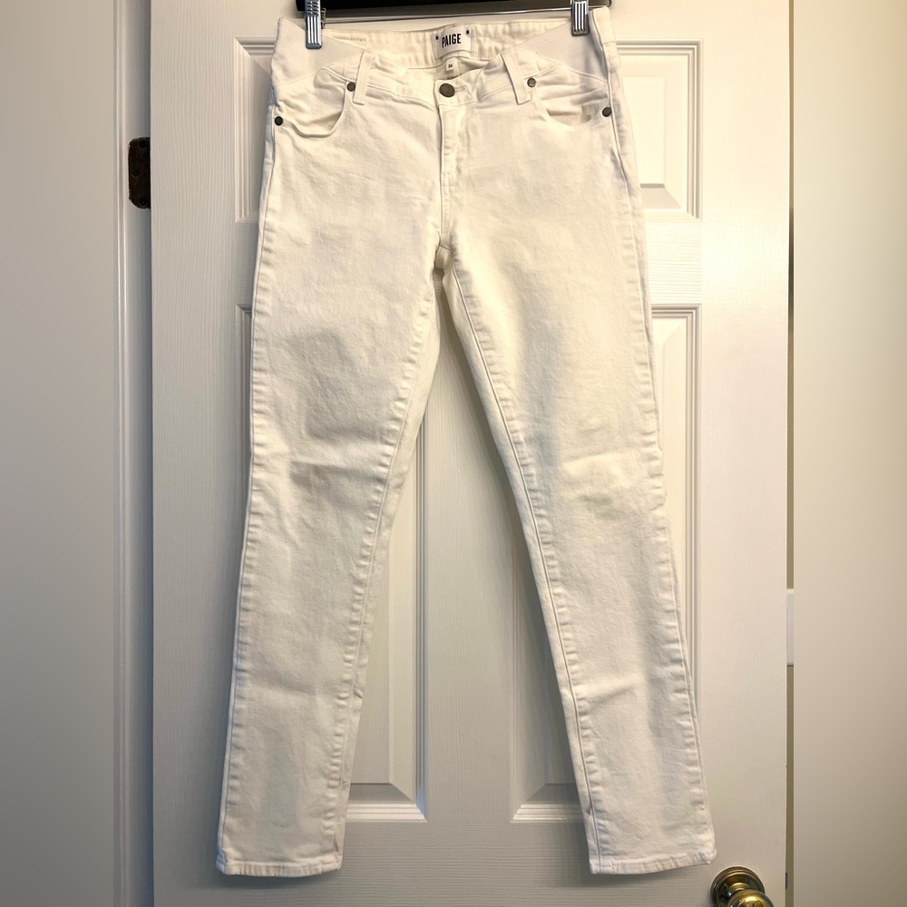 Paige White Denim Maternity Jean Stretch Panels at Waist 26 (slightly stained)